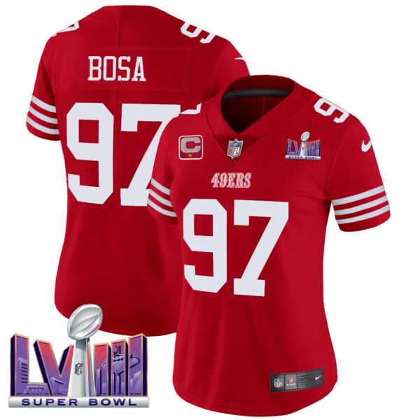 Women's 49ers Super Bowl LVIII Patch Vapor Limited Jersey - All Stitched - Image 17