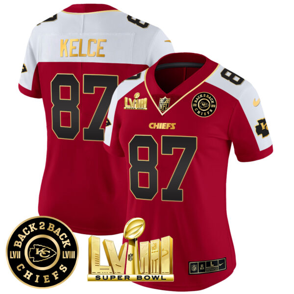 Women's Chiefs Super Bowl LVIII & Back 2 Back Patch Vapor Jersey V3 - All Stitched - Image 9