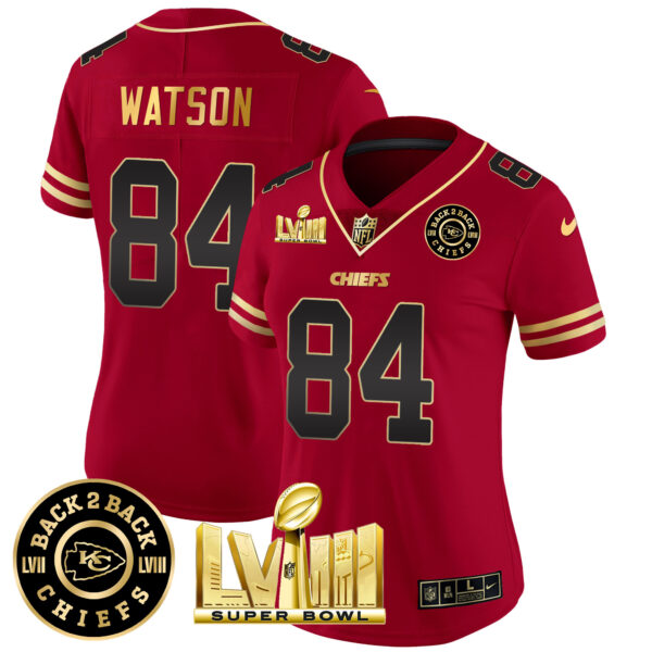 Women's Chiefs Super Bowl LVIII & Back 2 Back Patch Vapor Jersey V3 - All Stitched - Image 19