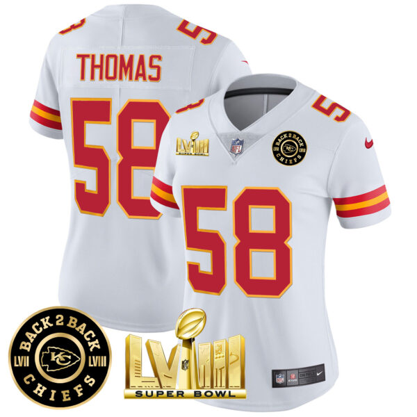 Women's Chiefs Super Bowl LVIII & Back 2 Back Patch Vapor Jersey V3 - All Stitched - Image 45
