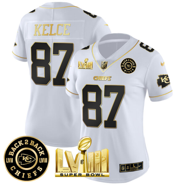 Women's Chiefs Super Bowl LVIII & Back 2 Back Patch Vapor Jersey V4 - All Stitched - Image 16