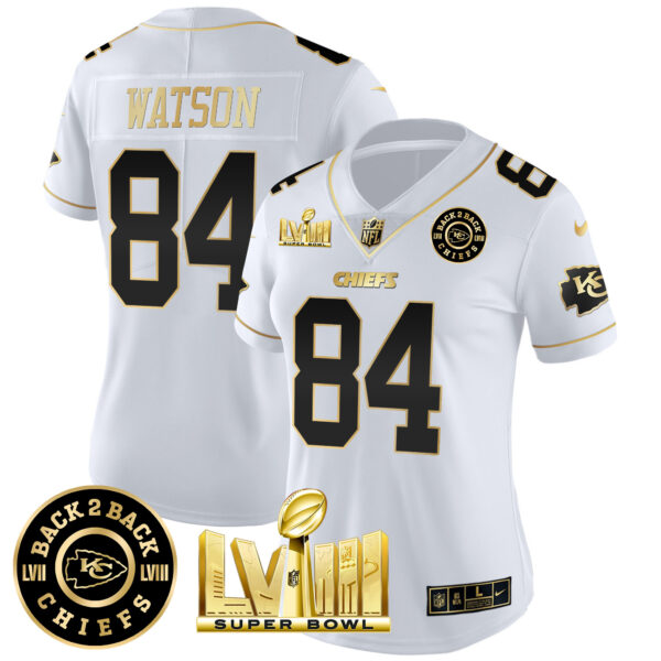 Women's Chiefs Super Bowl LVIII & Back 2 Back Patch Vapor Jersey V4 - All Stitched - Image 19