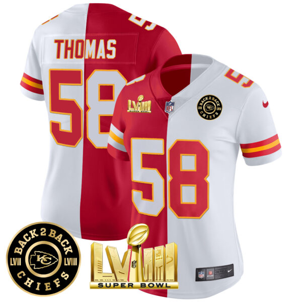 Women's Chiefs Super Bowl LVIII & Back 2 Back Patch Vapor Jersey V4 - All Stitched - Image 31