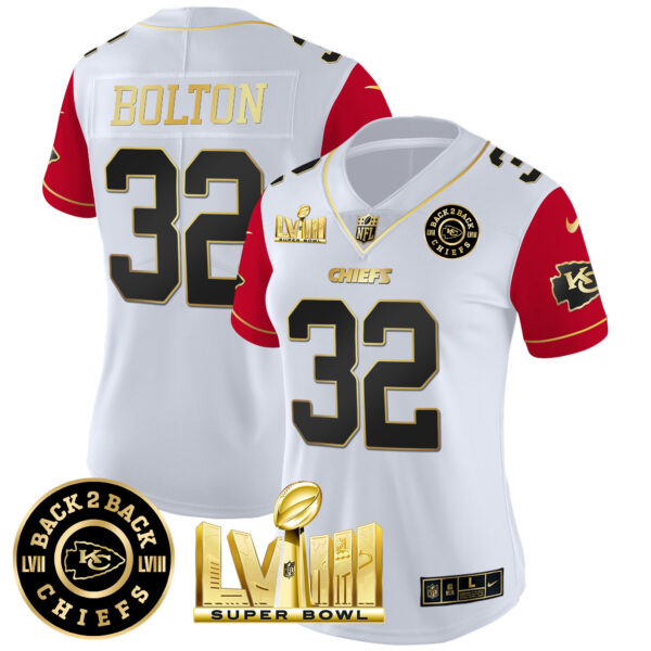 Women's Chiefs Super Bowl LVIII & Back 2 Back Patch Vapor Jersey V4 - All Stitched - Image 41