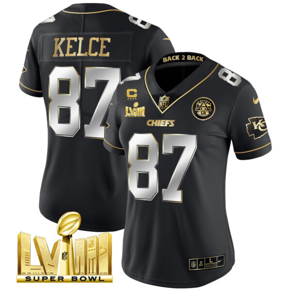 Women's Chiefs Super Bowl LVIII & Back 2 Back Patch Vapor Jersey V5 - All Stitched - Image 2