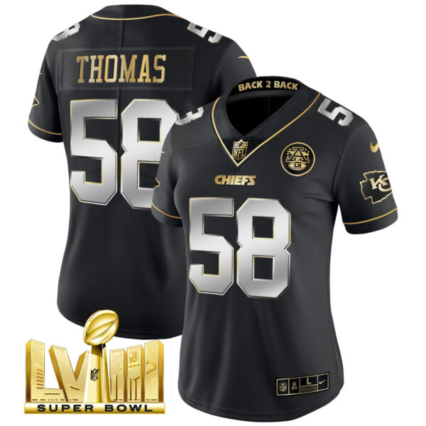 Women's Chiefs Super Bowl LVIII & Back 2 Back Patch Vapor Jersey V5 - All Stitched - Image 3