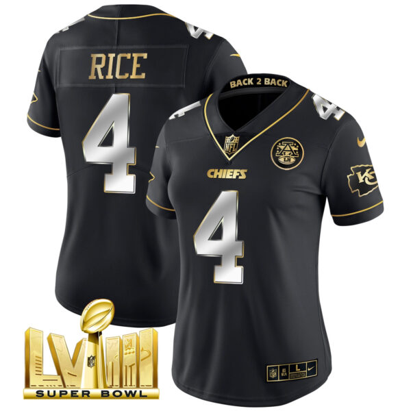 Women's Chiefs Super Bowl LVIII & Back 2 Back Patch Vapor Jersey V5 - All Stitched - Image 7