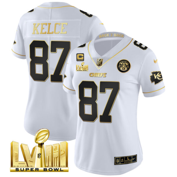 Women's Chiefs Super Bowl LVIII & Back 2 Back Patch Vapor Jersey V5 - All Stitched - Image 16
