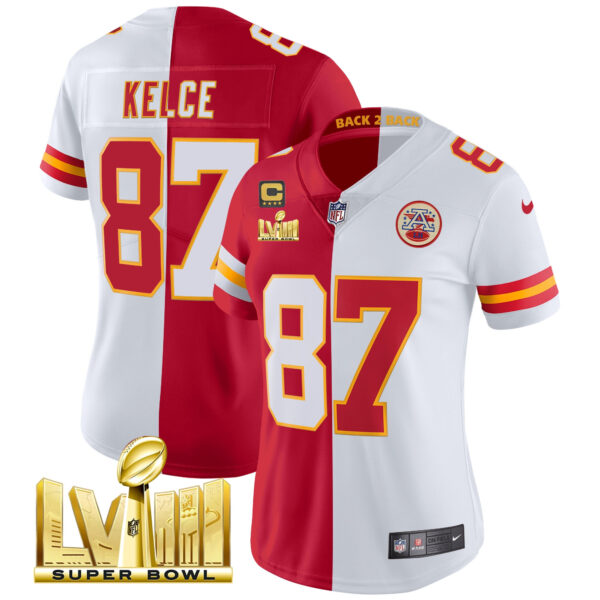 Women's Chiefs Super Bowl LVIII & Back 2 Back Patch Vapor Jersey V5 - All Stitched - Image 30