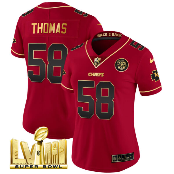 Women's Chiefs Super Bowl LVIII & Back 2 Back Patch Vapor Jersey V5 - All Stitched - Image 45