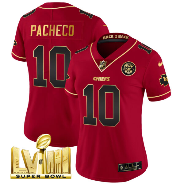 Women's Chiefs Super Bowl LVIII & Back 2 Back Patch Vapor Jersey V5 - All Stitched - Image 46