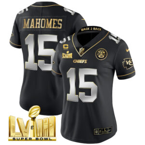 Women's Chiefs Super Bowl LVIII & Back 2 Back Patch Vapor Jersey V5 - All Stitched