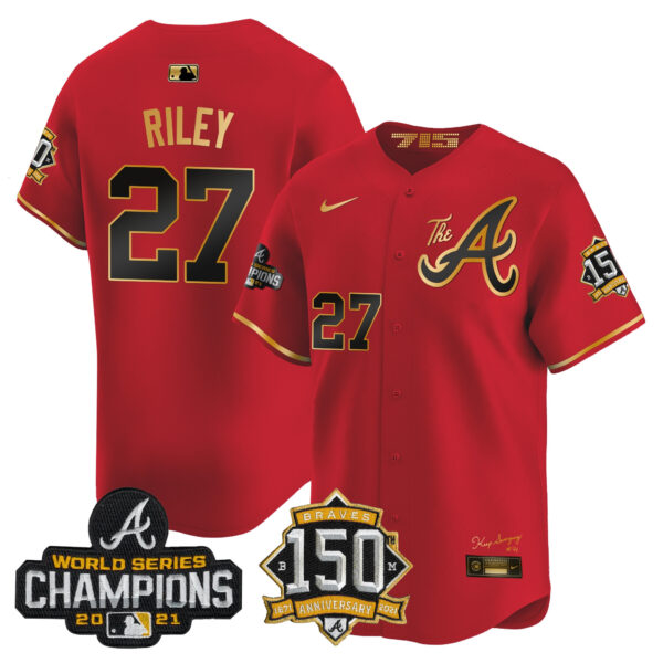 Men's Atlanta Braves Champions & 150th Patch Vapor Premier Limited Jersey - All Stitched - Image 23