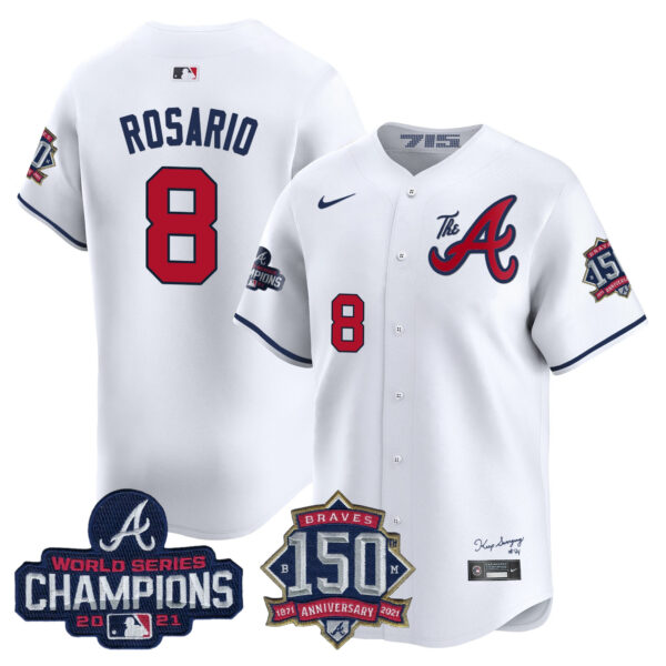 Men's Atlanta Braves Champions & 150th Patch Vapor Premier Limited Jersey - All Stitched - Image 37