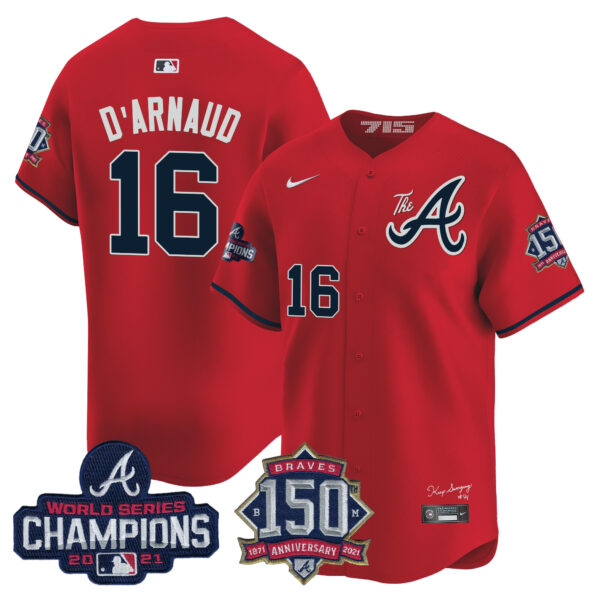Men's Atlanta Braves Champions & 150th Patch Vapor Premier Limited Jersey - All Stitched - Image 42