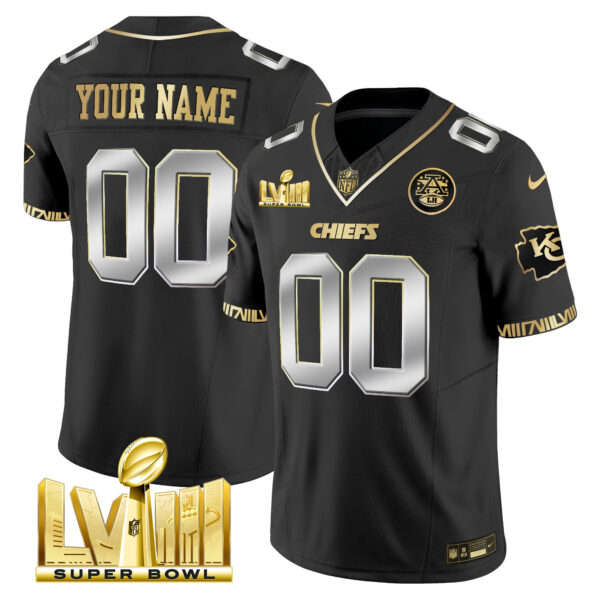 Chiefs Super Bowl LVIII Pattern Gold Vapor Custom Jersey V2 - All Stitched - Image 2