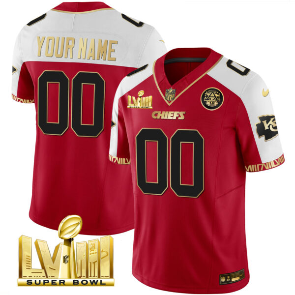 Chiefs Super Bowl LVIII Pattern Gold Vapor Custom Jersey V2 - All Stitched - Image 3