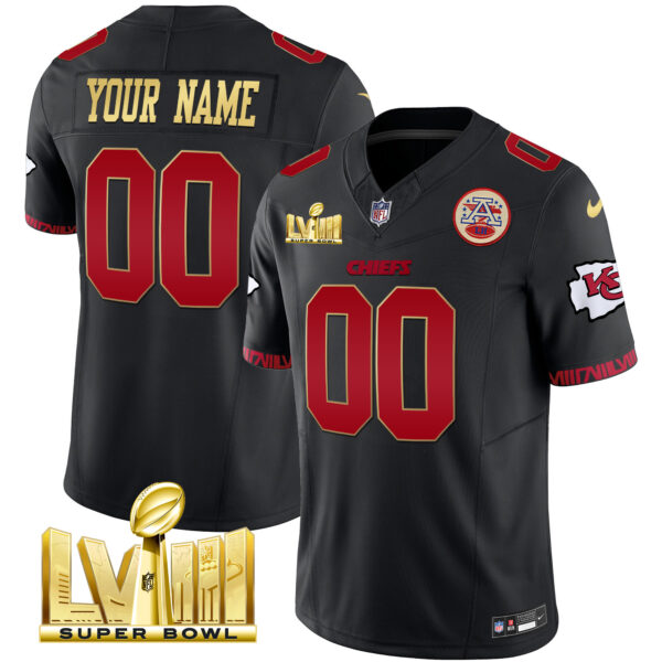 Chiefs Super Bowl LVIII Pattern Gold Vapor Custom Jersey V2 - All Stitched - Image 5