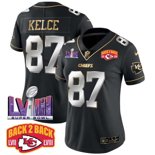 Women's Chiefs Super Bowl LVIII & Back 2 Back Patch Vapor Jersey V2 - All Stitched - Image 2