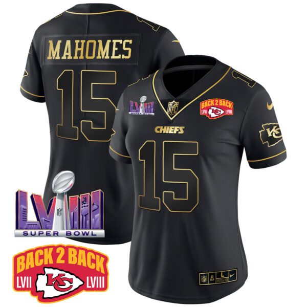 Women's Chiefs Super Bowl LVIII & Back 2 Back Patch Vapor Jersey V2 - All Stitched - Image 8