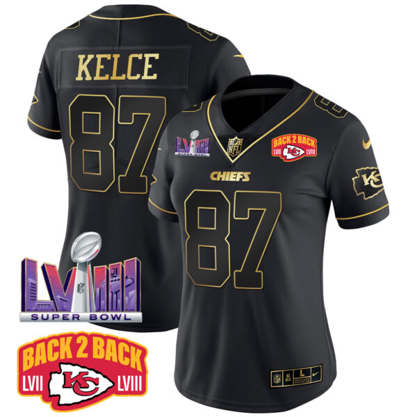 Women's Chiefs Super Bowl LVIII & Back 2 Back Patch Vapor Jersey V2 - All Stitched - Image 9