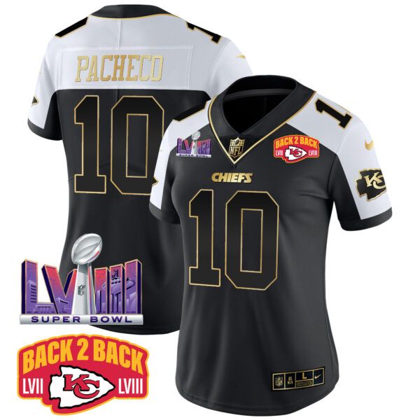 Women's Chiefs Super Bowl LVIII & Back 2 Back Patch Vapor Jersey V2 - All Stitched - Image 25