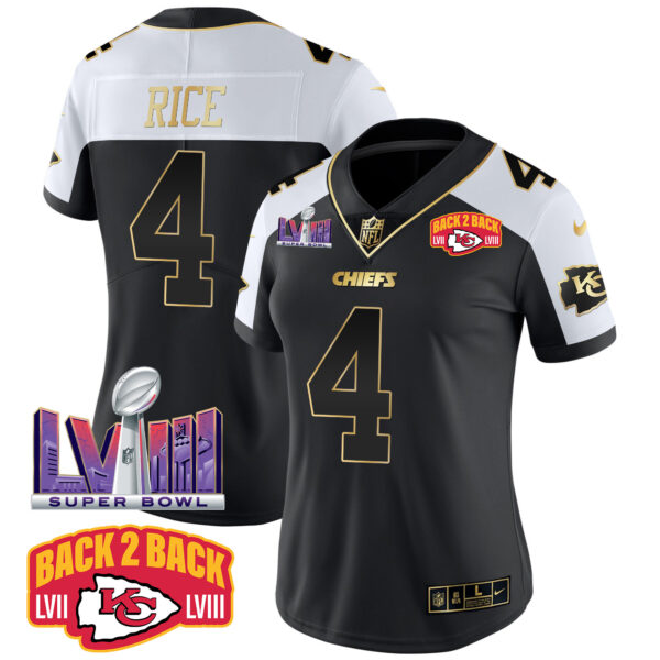 Women's Chiefs Super Bowl LVIII & Back 2 Back Patch Vapor Jersey V2 - All Stitched - Image 28