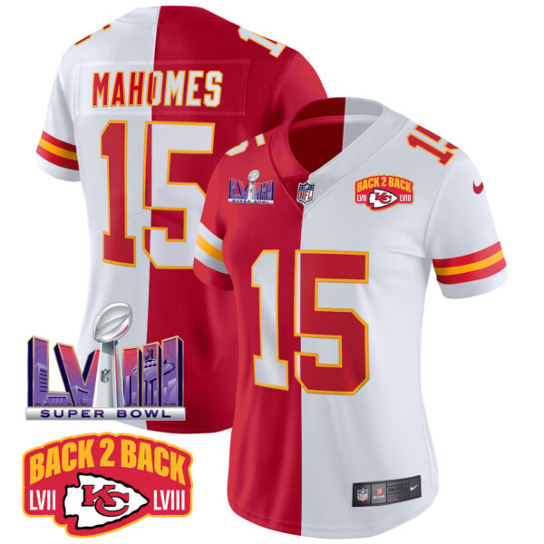 Women's Chiefs Super Bowl LVIII & Back 2 Back Patch Vapor Jersey V2 - All Stitched - Image 29