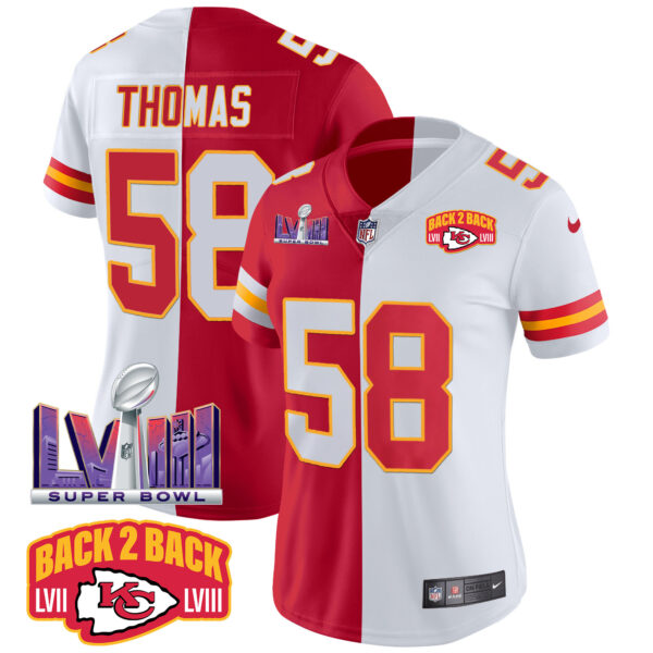 Women's Chiefs Super Bowl LVIII & Back 2 Back Patch Vapor Jersey V2 - All Stitched - Image 31