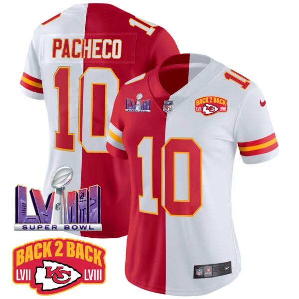 Women's Chiefs Super Bowl LVIII & Back 2 Back Patch Vapor Jersey V2 - All Stitched - Image 32