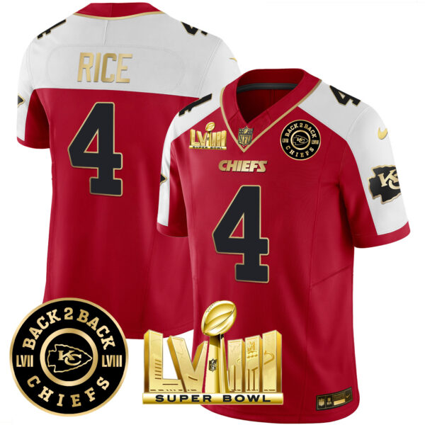 Men's Chiefs Super Bowl LVIII & Back 2 Back Patch Vapor Jersey V3 - All Stitched - Image 14