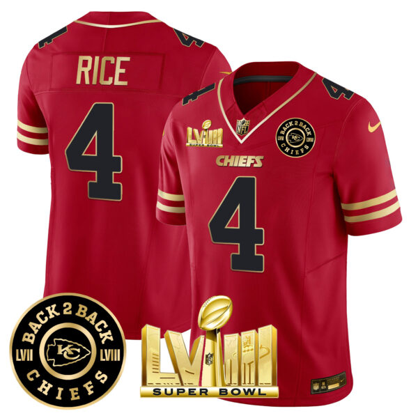 Men's Chiefs Super Bowl LVIII & Back 2 Back Patch Vapor Jersey V3 - All Stitched - Image 21