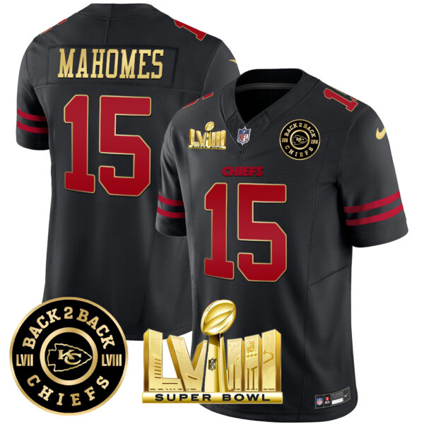 Men's Chiefs Super Bowl LVIII & Back 2 Back Patch Vapor Jersey V3 - All Stitched - Image 29