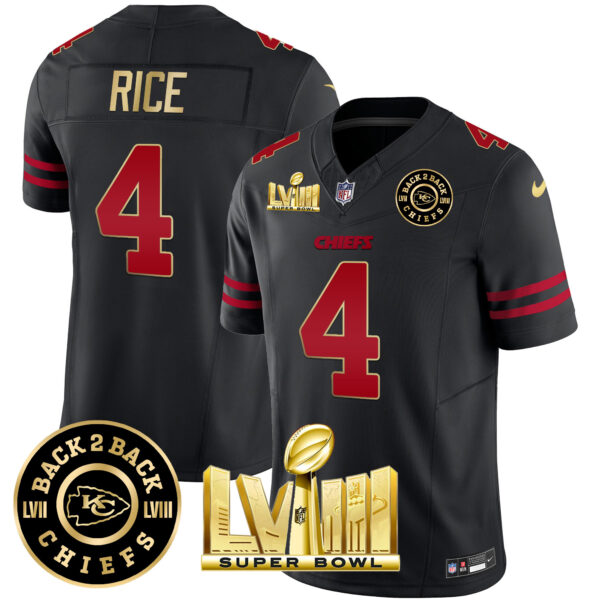 Men's Chiefs Super Bowl LVIII & Back 2 Back Patch Vapor Jersey V3 - All Stitched - Image 35