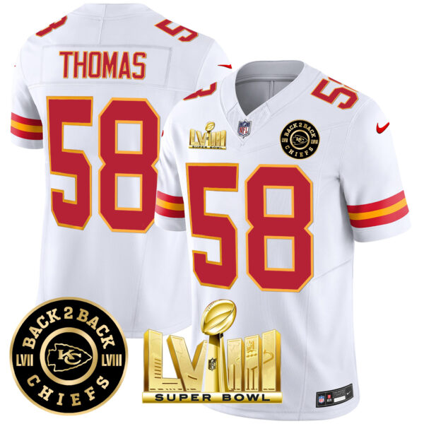 Men's Chiefs Super Bowl LVIII & Back 2 Back Patch Vapor Jersey V3 - All Stitched - Image 45