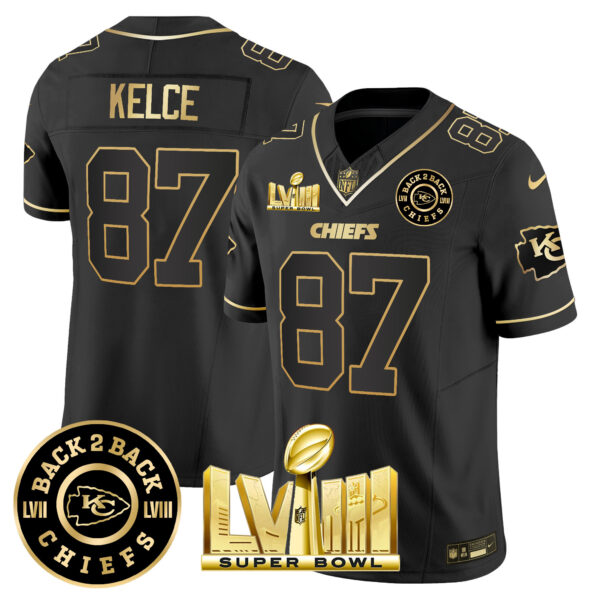 Men's Chiefs Super Bowl LVIII & Back 2 Back Patch Vapor Jersey V4 - All Stitched - Image 9