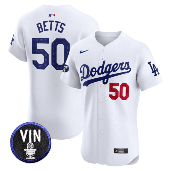 Men's Dodgers Vin Scully Patch Vapor Premier Elite Jersey - All Stitched - Image 3