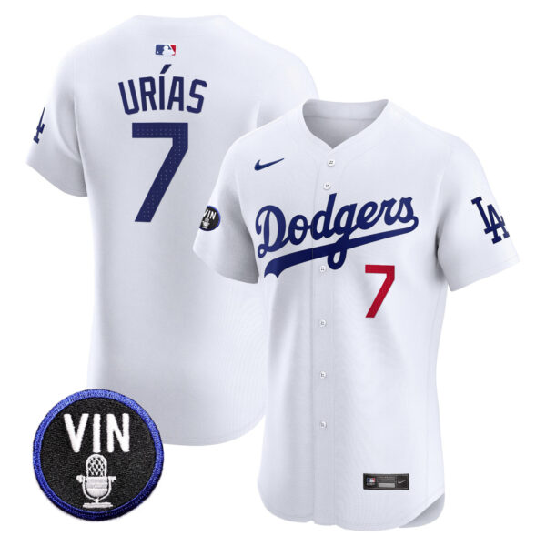 Men's Dodgers Vin Scully Patch Vapor Premier Elite Jersey - All Stitched - Image 9