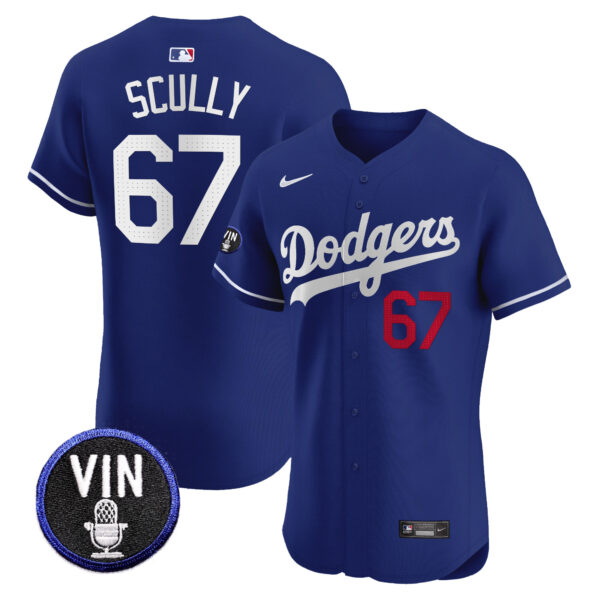 Men's Dodgers Vin Scully Patch Vapor Premier Elite Jersey - All Stitched - Image 14
