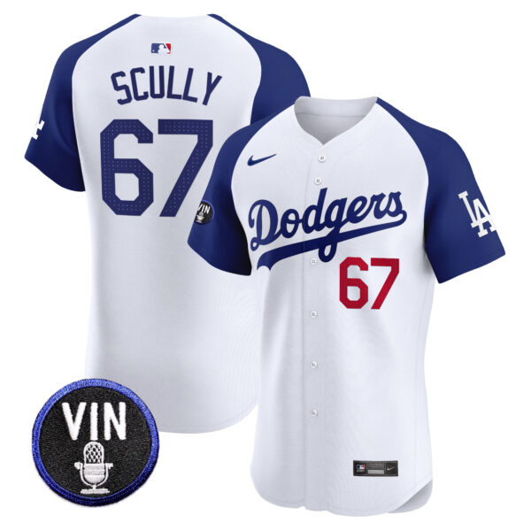 Men's Dodgers Vin Scully Patch Vapor Premier Elite Jersey - All Stitched - Image 24