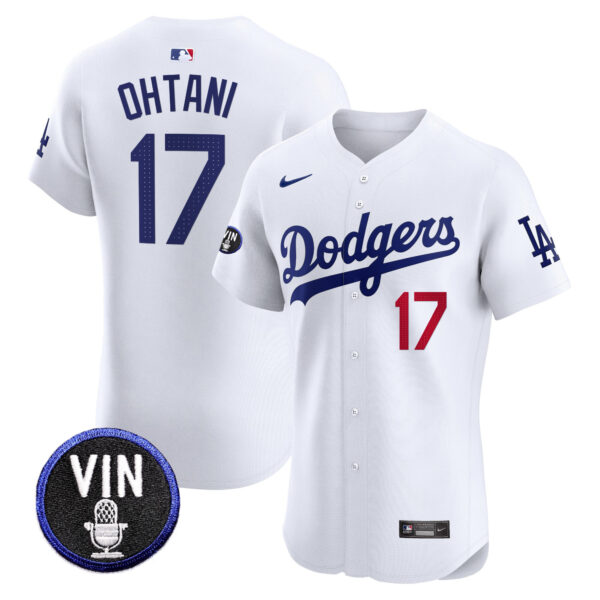 Men's Dodgers Vin Scully Patch Vapor Premier Elite Jersey - All Stitched