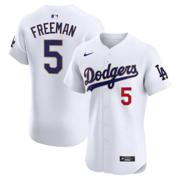 Men's Los Angeles Dodgers Gold Trim Premier Elite Jersey - All Stitched - Image 2