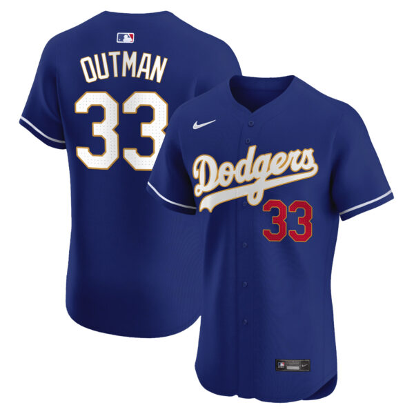 Men's Los Angeles Dodgers Gold Trim Premier Elite Jersey - All Stitched - Image 18
