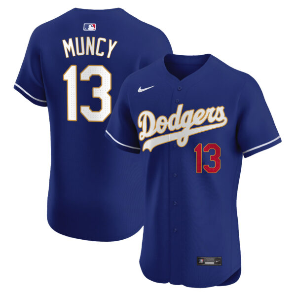 Men's Los Angeles Dodgers Gold Trim Premier Elite Jersey - All Stitched - Image 17