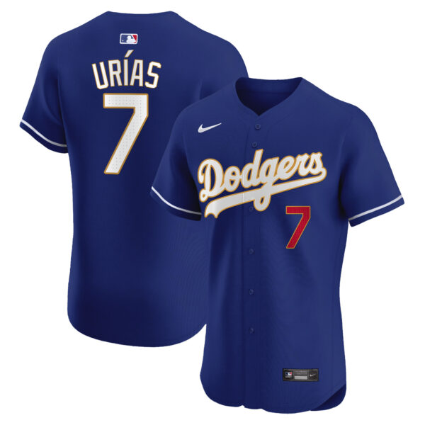 Men's Los Angeles Dodgers Gold Trim Premier Elite Jersey - All Stitched - Image 19