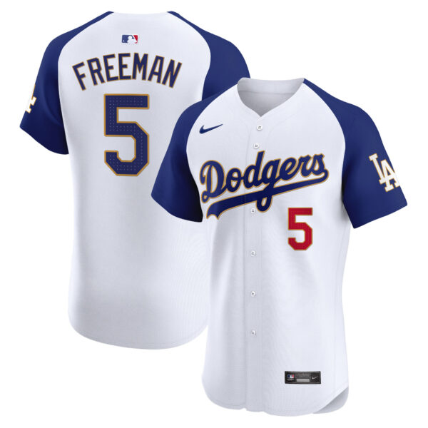 Men's Los Angeles Dodgers Gold Trim Premier Elite Jersey - All Stitched - Image 22
