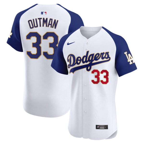 Men's Los Angeles Dodgers Gold Trim Premier Elite Jersey - All Stitched - Image 28