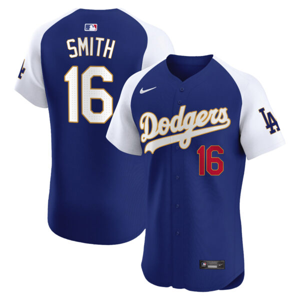 Men's Los Angeles Dodgers Gold Trim Premier Elite Jersey - All Stitched - Image 35