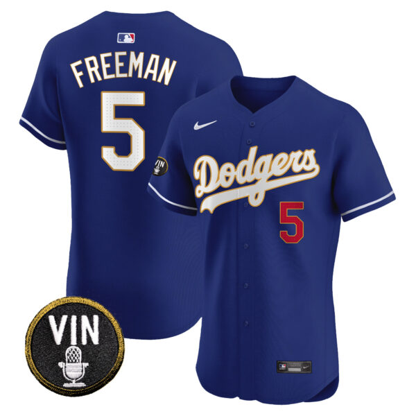 Men's Dodgers Vin Scully Patch Gold Trim Vapor Premier Elite Jersey - All Stitched - Image 12