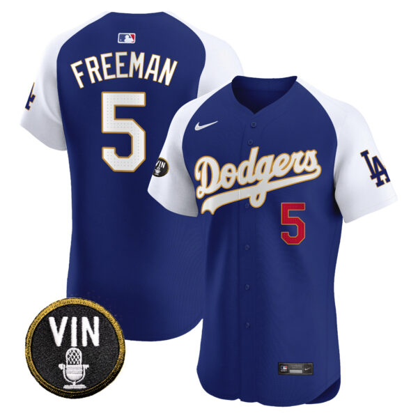Men's Dodgers Vin Scully Patch Gold Trim Vapor Premier Elite Jersey - All Stitched - Image 32